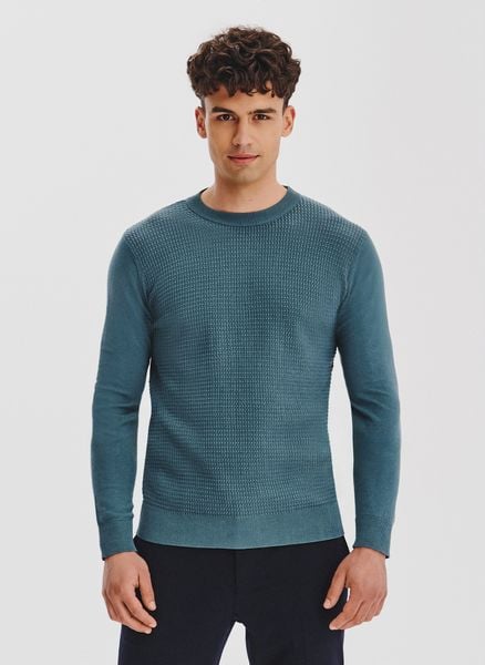 PAKO LORENTE - Turkusowy sweter męski. Niebieskie swetry nierozpinane Pako Lorente, na jesień, m, bez wzorów, z bawełny, bez kołnierzyka, bez ramiączek. Za 139.99 zł.