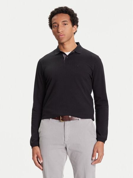 Barbour Polo Tartan MML0705BK31 Czarny Regular Fit. Czarne koszulki polo Barbour, l, bez wzorów, z bawełny, bez kołnierzyka, bez ramiączek. Za 419.99 zł.