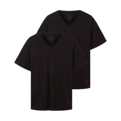 Męska Koszulka Tom Tailor Doublepack V-neck Tee Black 1037738 29999. Czarne t-shirty Tom Tailor, l, bez wzorów, bez kołnierzyka, bez ramiączek. Za 89.99 zł.