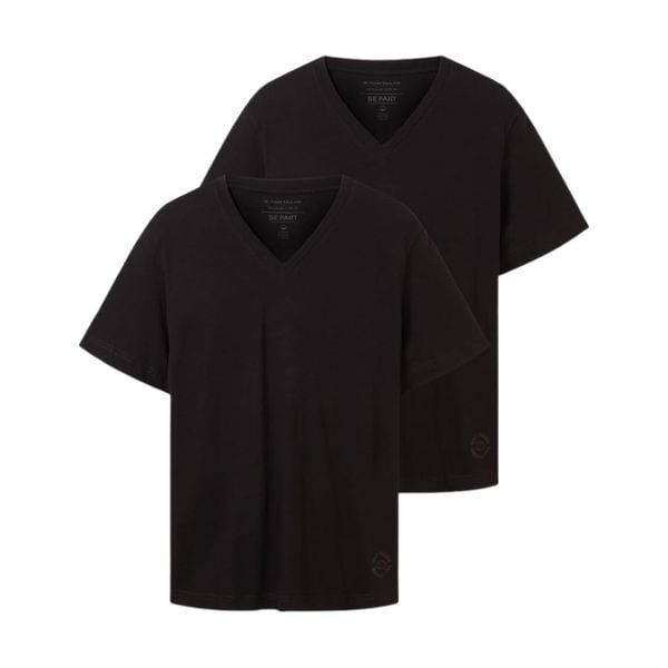 Męska Koszulka Tom Tailor Doublepack V-neck Tee Black 1037738 29999. Czarne t-shirty Tom Tailor, l, bez wzorów, bez kołnierzyka, bez ramiączek. Za 89.99 zł.