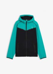Męska, lekka, kurtka sportowa, szybkoschnąca. Czarne kurtki przejściowe bonprix, m, bez wzorów, z kapturem. Za 79.99 zł.