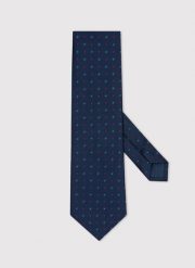 PAKO LORENTE – Granatowy krawat męski w mikrowzór. Niebieskie krawaty i muchy Pako Lorente, bez wzorów, z poliesteru. Za 99.99 zł.
