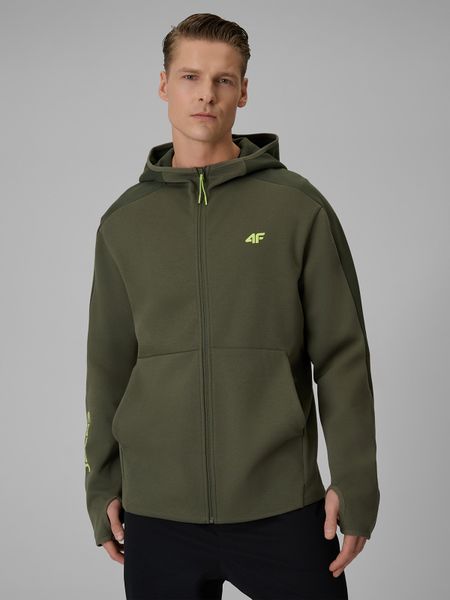4F Bluza dresowa regular z kapturem męska - khaki S. Brązowe bluzy 4F, m, bez wzorów, z dresówki, z kapturem. Za 199.99 zł.
