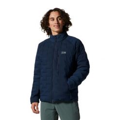 Kurtka turystyczna Mountain Hardwear Stretchdown. Niebieskie kurtki MOUNTAIN HARDWEAR, l, bez wzorów, z materiału, bez kaptura. Za 1,357.50 zł.