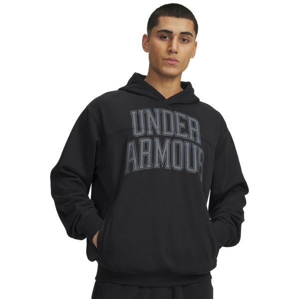 Under Armour UA RIVAL LW GRAPHIC HOODIE Bluza męska. Czarne bluzy z kapturem Under Armour, l, bez wzorów, z dresówki, z kapturem. W wyprzedaży za 209.99 zł.