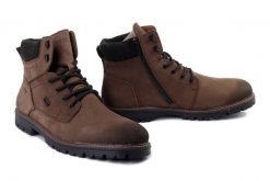 RIEKER TEX F3612-24 brown, trzewiki męskie. Brązowe botki sznurowane Rieker, na zimę, bez wzorów, z wełny, bez obcasa, bez zapięcia. Za 293.94 zł.