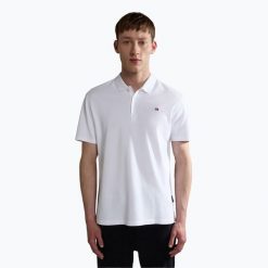 Koszulka polo męska Napapijri Ealis. Białe koszulki polo sportowe Napapijri, m, bez wzorów, bez kołnierzyka, bez ramiączek. Za 219.99 zł.