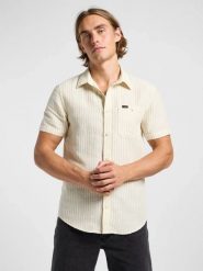 MESKA KOSZULA LEE SS LEESURE SHIRT PIONEER ECRU 112363814. Koszule Lee, xl, bez wzorów, bez kołnierzyka, bez ramiączek. Za 149.99 zł.
