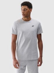 4F T-shirt regular gładki męski - szary XXL. Szare t-shirty 4F, m, bez wzorów, z bawełny, bez kołnierzyka, bez ramiączek. Za 49.99 zł.