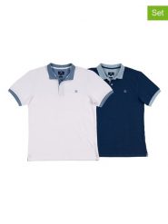 The Time of Bocha Koszulki polo (2 szt.) w kolorze granatowym i białym rozmiar: L. Białe koszulki polo The Time of Bocha, l, bez wzorów, z bawełny, bez kołnierzyka, bez ramiączek. Za 165.99 zł.