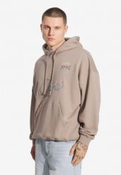 Bluza sportowa męska Prosto Football z kapturem. Brązowe bluzy z kapturem Prosto., m, z aplikacjami, z bawełny, z kapturem. Za 163.99 zł.