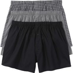 Bokserki z tkaniny (3 pary) bonprix czarno-biały w kratę. Bokserki marki bonprix. Za 53.97 zł.
