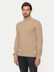 Jack&Jones Golf Pannel 12258472 Beżowy Regular Fit. Brązowe golfy Jack&Jones, m, bez wzorów, z bawełny, bez kołnierzyka, bez ramiączek. Za 79.99 zł.