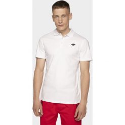 Koszulka polo męska TSM307 - biały. Białe koszulki polo 4F, m, bez wzorów, z bawełny, bez kołnierzyka, bez ramiączek. Za 69.99 zł.