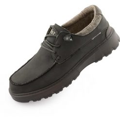 Czarne męskie buty skórzane Woz Ringo 1 - Rozmiar 44. Czarne buty sportowe casual WOW, bez wzorów, ze skóry ekologicznej, bez zapięcia. Za 229.99 zł.