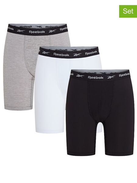 Reebok Bokserki (3 pary) "Hogan" w kolorze czarnym, białym i szarym rozmiar: XL. Białe bokserki Reebok, xl, bez wzorów. Za 86.45 zł.