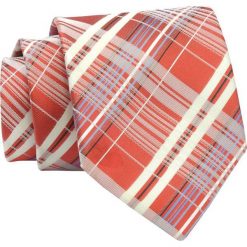 Krawat Pomarańczowy w Kratkę, Elegancki, 7cm, Klasyczny, Męski -ALTIES. Brązowe krawaty i muchy Alties, bez wzorów, z tkaniny. Za 49.00 zł.