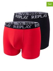 Replay Underwear Bokserki (2 pary) w kolorze czerwonym i czarnym rozmiar: M. Czarne bokserki Replay Underwear, m, bez wzorów. Za 43.99 zł.