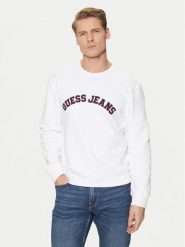 Guess Jeans Bluza M5RQ41 KCPR1 Biały Regular Fit. Białe bluzy Guess Jeans, l, z aplikacjami, z bawełny, bez kaptura. Za 189.99 zł.