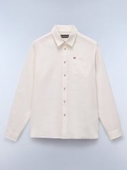 NAPAPIJRY Lniana koszula - Regular fit - w kolorze kremowym rozmiar: 3XL. Brązowe koszule NAPAPIJRY, xl, bez wzorów, ze lnu, bez kołnierzyka, bez ramiączek. Za 154.07 zł.