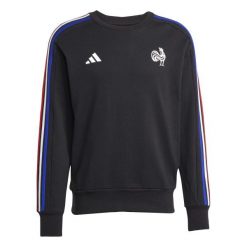 Bluza France Essentials 3-Stripes. Czarne bluzy Adidas, bez wzorów, z bawełny, bez kaptura. W wyprzedaży za 235.50 zł.