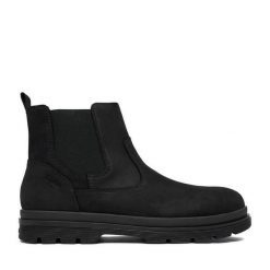 Botki Rieker. Czarne botki sznurowane Rieker, bez wzorów, bez obcasa, bez zapięcia. Za 449.99 zł.