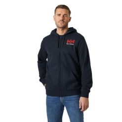 Bluza z kapturem z pełnym zamkiem błyskawicznym Helly Hansen Logo. Niebieskie bluzy Helly Hansen, m, bez wzorów, z kapturem. Za 368.00 zł.