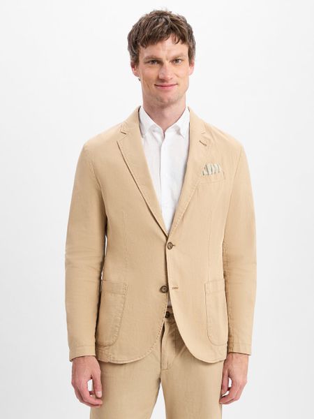 Nils Sundström Kurtka - z zawartością lnu Mężczyźni Modern Fit beżowy, 52. Brązowe kurtki Nils Sundström, m, bez wzorów, bez kaptura. Za 449.95 zł.
