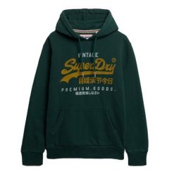 Bluza z kapturem Superdry Vintage Logo Duo Classic. Zielone bluzy z kapturem Superdry, m, bez wzorów, z bawełny, z kapturem. Za 349.75 zł.