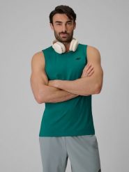 4F Koszulka treningowa regular szybkoschnąca męska - zielona XL. Zielone t-shirty 4F, m, bez wzorów, z materiału, bez kołnierzyka, bez ramiączek. Za 69.99 zł.