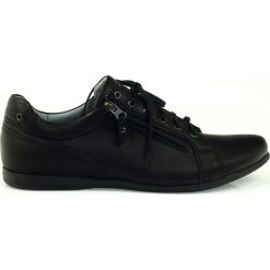 Czarne Riko buty męskie półbuty casualowe 856. Czarne eleganckie półbuty Riko, bez wzorów, ze skóry, bez obcasa, bez zapięcia. Za 229.00 zł.