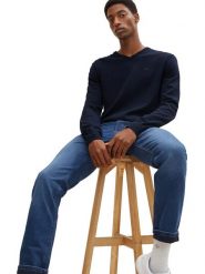 Tom Tailor Sweter w kolorze granatowym rozmiar: S. Niebieskie swetry nierozpinane Tom Tailor, s, bez wzorów, z bawełny, bez kołnierzyka, bez ramiączek. Za 48.28 zł.