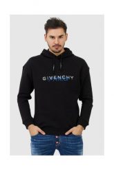 GIVENCHY Czarna bluza męska z kapturem i logo. Czarne bluzy Givenchy, l, bez wzorów, z bawełny, z kapturem. W wyprzedaży za 1,099.99 zł.