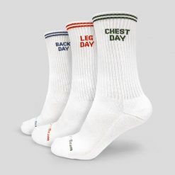 Skarpety unisex fitness białe GymRat 3Pack. Białe skarpety GYMBEAM, bez wzorów, z bawełny. Za 38.90 zł.