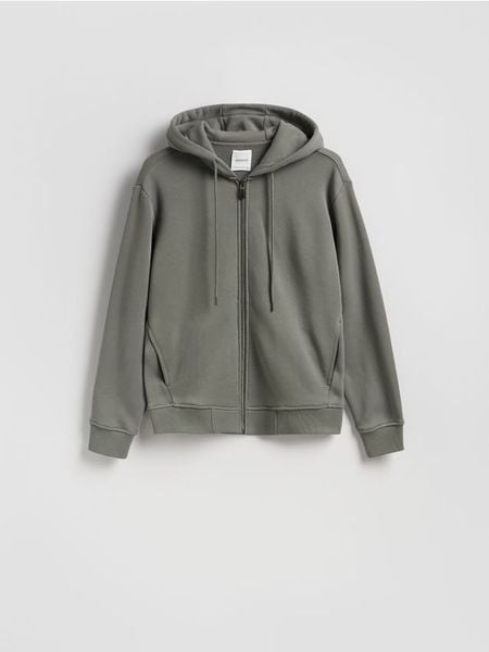 Rozpinana bluza z kapturem - jasny zielony. Zielone bluzy z kapturem Reserved, l, bez wzorów, z bawełny, z kapturem. W wyprzedaży za 89.99 zł.