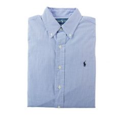 Second life - Koszula klasyczna męska Custom Fit - Jak nowy. Niebieskie koszule RALPH LAUREN, m, bez wzorów, z jeansu, bez kołnierzyka, bez ramiączek. Za 207.36 zł.