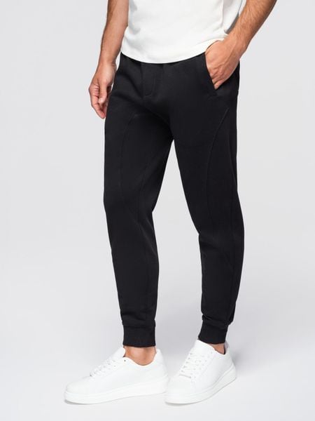 Męskie spodnie dresowe typu jogger - czarne V5 - Rozmiar: M. Czarne joggery i bojówki Ombre Clothing, m, bez wzorów, z bawełny. Za 134.99 zł.
