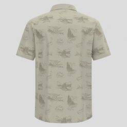 Koszula turystyczna męska Odlo Essential S/S Print Shirt S/S. Białe koszule ODLO, m, bez wzorów, bez kołnierzyka, bez ramiączek. Za 314.99 zł.