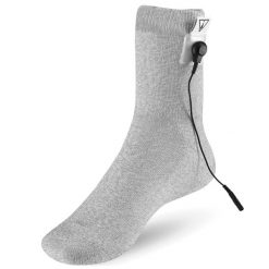 Skarpeta przewodząca do elektrostymulacji stopy 4FIZJO. Szare paski 4FIZJO, bez wzorów, z włókna. Za 49.99 zł.