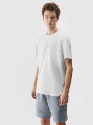4F T-shirt regular gładki męski - biały XXL. Białe t-shirty 4F, m, bez wzorów, z bawełny, bez kołnierzyka, bez ramiączek. W wyprzedaży za 39.99 zł.