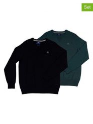 The Time of Bocha Swetry (2 szt.) w kolorze czarnym i turkusowym rozmiar: L. Czarne swetry nierozpinane The Time of Bocha, l, bez wzorów, z bawełny, bez kołnierzyka, bez ramiączek. Za 252.99 zł.