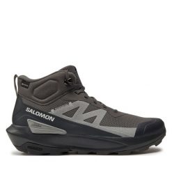 Trekkingi Salomon. Szare botki sznurowane Salomon, bez wzorów, z gore-texu, bez obcasa, bez zapięcia. Za 549.99 zł.