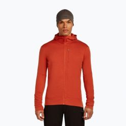Bluza męska icebreaker Merino 260 Quantum IV Zip Hoodie. Czerwone bluzy Icebreaker, na zimę, m, bez wzorów, bez kaptura. Za 699.99 zł.