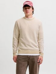 Jack & Jones Sweter w kolorze beżowym rozmiar: M. Brązowe swetry nierozpinane Jack & Jones, m, bez wzorów, z bawełny, bez kołnierzyka, bez ramiączek. Za 98.95 zł.