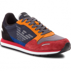 Sneakersy EMPORIO ARMANI - X4X215 XL200 A100 Scarlet/Prus.Blu/Blk. Niebieskie buty sportowe casual marki Emporio Armani, z materiału. Za 709.00 zł.