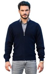 Granatowy rozpinany sweter męski kardigan z wełny merino SL04 Antonio. Niebieskie swetry rozpinane M. Lasota - polski producent, l, bez wzorów, z wełny, bez kołnierzyka, bez ramiączek. W wyprzedaży za 269.10 zł.