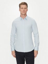 Calvin Klein Koszula LV04LB145G Błękitny Slim Fit. Niebieskie koszule CALVIN KLEIN, m, bez wzorów, z bawełny, bez kołnierzyka, bez ramiączek. Za 229.99 zł.