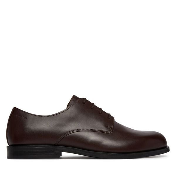 Półbuty Calvin Klein. Brązowe eleganckie półbuty CALVIN KLEIN, bez wzorów, bez obcasa, bez zapięcia. Za 439.99 zł.