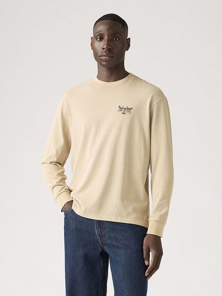Levi's Sweter w kolorze beżowym rozmiar: L. Brązowe swetry nierozpinane Levi's®, l, bez wzorów, z bawełny, bez kołnierzyka, bez ramiączek. Za 87.40 zł.