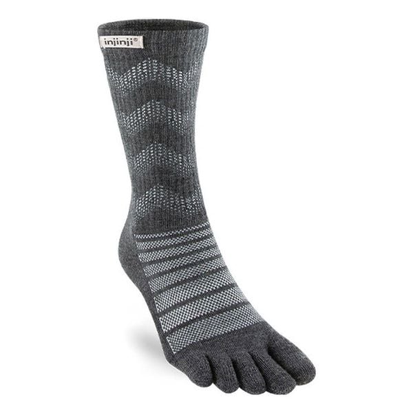 Skarpety trailowe Injinji Crew Wool. Szare skarpety Injinji, bez wzorów, z materiału. Za 134.75 zł.